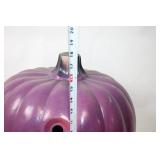 Large Purple Pumpkin Decoration with Happy Face Design