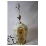 Vintage Floral Ceramic Table Lamp with Brass Base