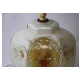 Vintage Floral Ceramic Table Lamp with Brass Base