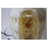 Vintage Floral Ceramic Table Lamp with Brass Base