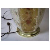 Vintage Floral Ceramic Table Lamp with Brass Base