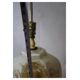 Vintage Floral Ceramic Table Lamp with Brass Base