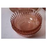 Set of Pink Depression Glass Bowls and Plates
