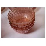 Set of Pink Depression Glass Bowls and Plates
