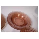 Set of Pink Depression Glass Bowls and Plates