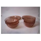 Set of Pink Depression Glass Bowls and Plates