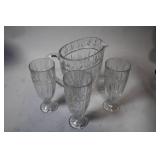 Crystal Pitcher and Set of 4 Glasses with Elegant Design