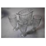 Crystal Pitcher and Set of 4 Glasses with Elegant Design
