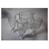 Crystal Pitcher and Set of 4 Glasses with Elegant Design