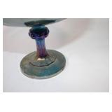Vintage Iridescent Blue Carnival Glass Compote