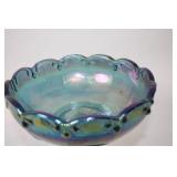 Vintage Iridescent Blue Carnival Glass Compote