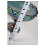 Iridescent Blue Carnival Glass Compote Bowl