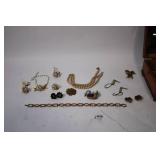 Vintage Jewelry Box with Assorted Costume Jewelry Collection