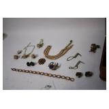 Vintage Jewelry Box with Assorted Costume Jewelry Collection