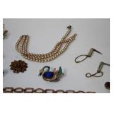 Vintage Jewelry Box with Assorted Costume Jewelry Collection