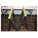 Pair of Folding Sawhorses with Yellow Top