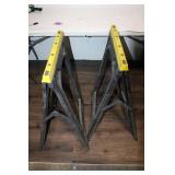 Pair of Folding Sawhorses with Yellow Top