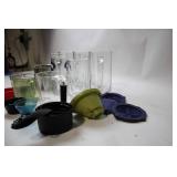 Assorted Glassware and Kitchen Measuring Tools Collection
