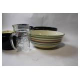 Collection of Assorted Bowls, Cups, and a Measuring Jug