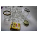 Set of 8 Vintage Mason Jars with Lids and Original Wide Mouth Lids Box