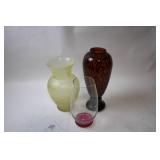 Collection of 3 Decorative Glass Vases with Unique Designs