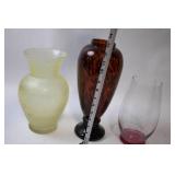 Collection of 3 Decorative Glass Vases with Unique Designs