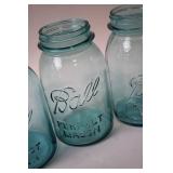 Set of 10 Vintage Ball Mason Jars with Lid Lifter
