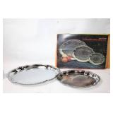 Set of 3 Elegant Oval Silver-Plated Trays