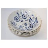 Vintage Blue and White Floral China Dinnerware Set - 29 Pieces
