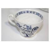 Vintage Blue and White Floral China Dinnerware Set - 29 Pieces