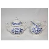 Vintage Blue and White Floral China Dinnerware Set - 29 Pieces