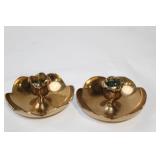 Pair of Vintage Brass Lotus Candle Holders