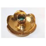 Pair of Vintage Brass Lotus Candle Holders