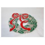Festive Holiday Wreath Wall Decor with Red Bow Design