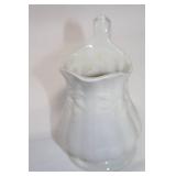 Antique White Porcelain Creamer with Floral Embossing