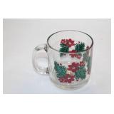 Set of 9 Holiday Glass Mugs with Floral Design