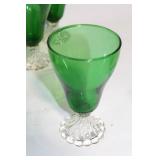 Set of 29 Green and Clear Glass Goblets