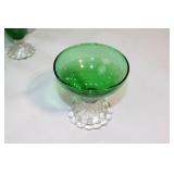 Set of 29 Green and Clear Glass Goblets
