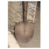Used Rusty Shovel with Wooden Handle