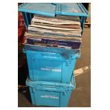 Extensive Collection of Vintage Vinyl Records in Storage Crates