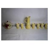 Vintage Ceramic Tea Set with Teapot, Pitcher, and 6 Cups