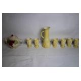 Vintage Ceramic Tea Set with Teapot, Pitcher, and 6 Cups