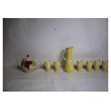Vintage Ceramic Tea Set with Teapot, Pitcher, and 6 Cups