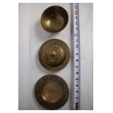 Set of 3 Engraved Brass Bowls with Victorian Design
