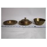 Set of 3 Engraved Brass Bowls with Victorian Design