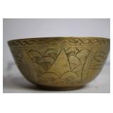 Set of 3 Engraved Brass Bowls with Victorian Design