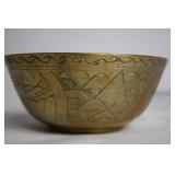 Set of 3 Engraved Brass Bowls with Victorian Design