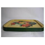 Set of 10 Vintage Floral Metal Serving Trays