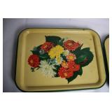 Set of 10 Vintage Floral Metal Serving Trays