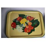 Set of 10 Vintage Floral Metal Serving Trays